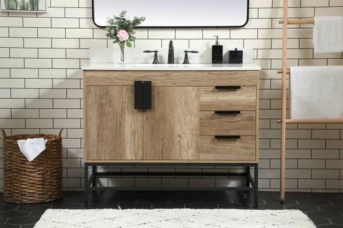 Elegant Decor VF48842NT-BS 42 inch single bathroom vanity in natural oak with backsplash