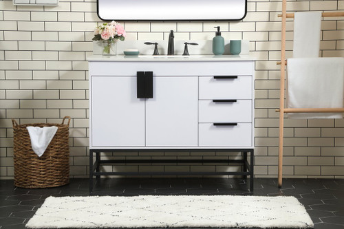 Elegant Decor VF48842MWH-BS 42 inch single bathroom vanity in white with backsplash