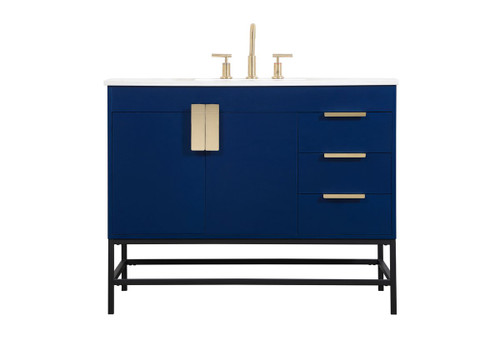 Elegant Decor VF48842MBL 42 inch single bathroom vanity in blue Elegant Decor VF48842MBL 42 inch single bathroom vanity in blue