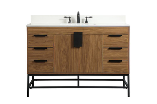 Elegant Decor VF488W48WB-BS 48 inch single bathroom vanity in walnut brown with backsplash