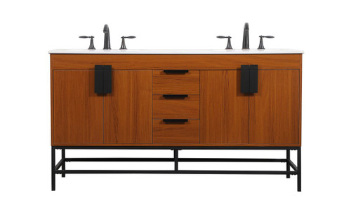 Elegant Decor VF48860DMTK 60 inch double bathroom vanity in teak Elegant Decor VF48860DMTK 60 inch double bathroom vanity in teak