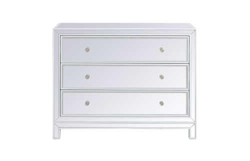 Elegant Decor MF72019WH 40 inch mirrored three drawer cabinet in white Elegant Decor MF72019WH 40 inch mirrored three drawer cabinet in white