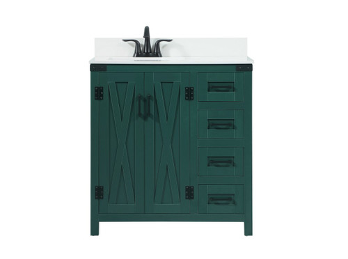Elegant Decor VF90232MGN-BS 32 inch single bathroom vanity in green with backsplash