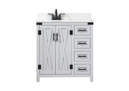 Elegant Decor VF90232GR-BS 32 inch single bathroom vanity in grey with backsplash