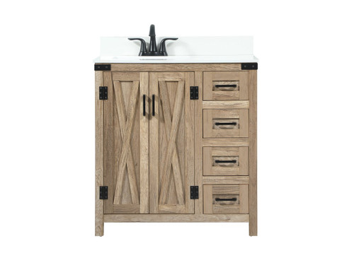 Elegant Decor VF90232NT-BS 32 inch single bathroom vanity in natural oak with backsplash