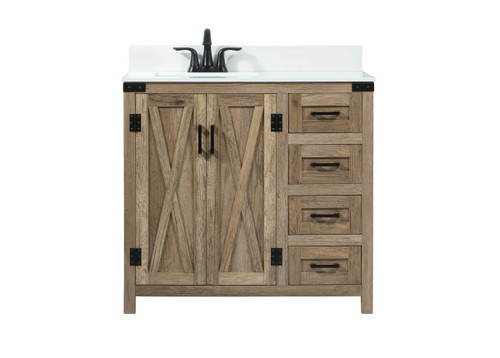 Elegant Decor VF90236NT-BS 36 inch single bathroom vanity in natural oak with backsplash