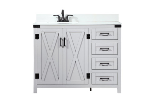 Elegant Decor VF90242GR-BS 42 inch single bathroom vanity in grey with backsplash