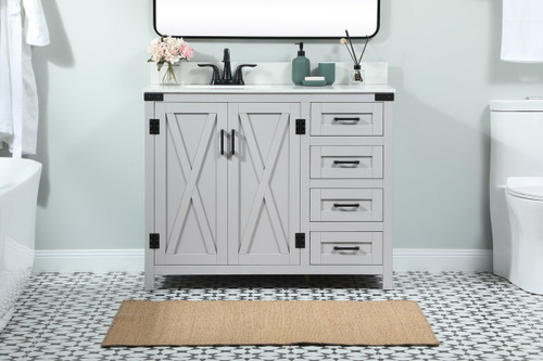 Elegant Decor VF90242GR-BS 42 inch single bathroom vanity in grey with backsplash