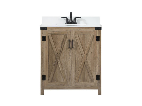 Elegant Decor VF90230NT-BS 30 inch single bathroom vanity in natural oak with backsplash