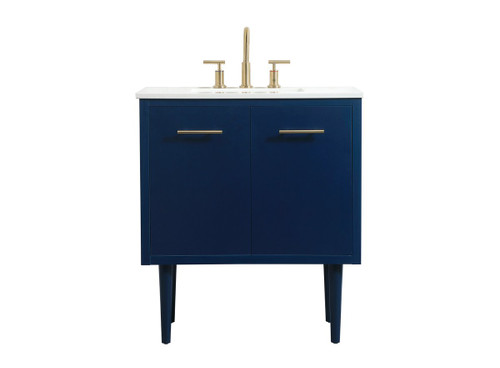 Elegant Decor VF48030MBL 30 inch single bathroom vanity in blue Elegant Decor VF48030MBL 30 inch single bathroom vanity in blue
