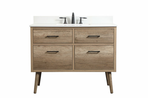 Elegant Decor VF41042NT-BS 42 inch single bathroom vanity in natural oak with backsplash