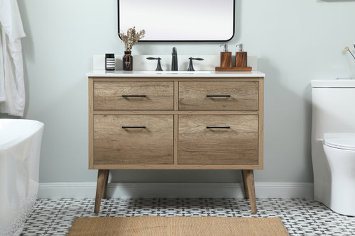 Elegant Decor VF41042NT-BS 42 inch single bathroom vanity in natural oak with backsplash