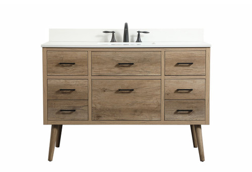 Elegant Decor VF41048NT-BS 48 inch single bathroom vanity in natural oak with backsplash