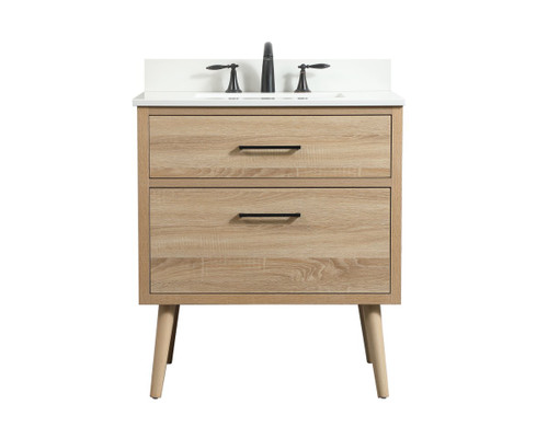 Elegant Decor VF41030MW-BS 30 inch single bathroom vanity in mango wood with backsplash