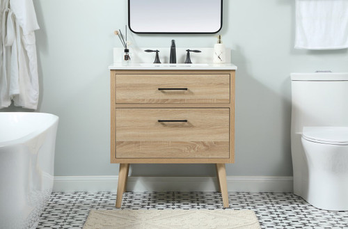 Elegant Decor VF41030MW-BS 30 inch single bathroom vanity in mango wood with backsplash