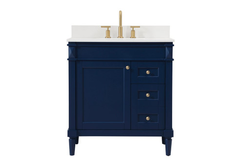 Elegant Decor VF31832BL-BS 32 inch single bathroom vanity in blue with backsplash