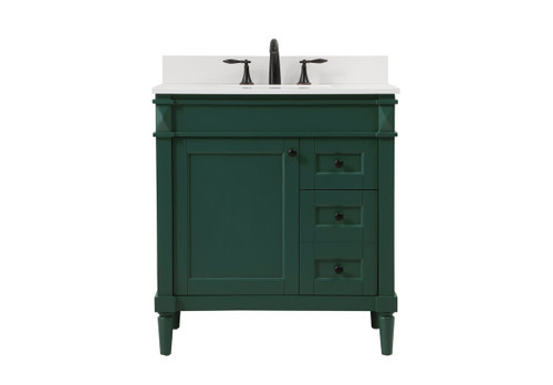 Elegant Decor VF31832GN-BS 32 inch single bathroom vanity in green with backsplash