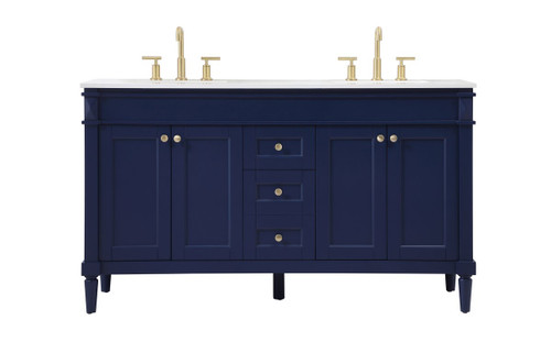 Elegant Decor VF31860DBL 60 inch double bathroom vanity in blue