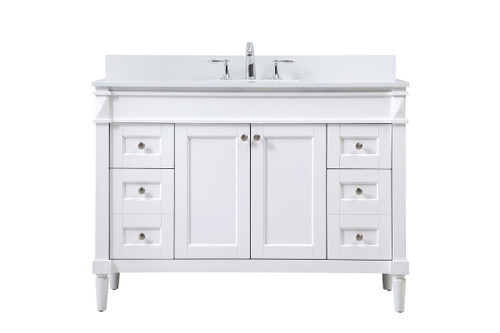 Elegant Decor VF31848WH-BS 48 inch single bathroom vanity in white with backsplash