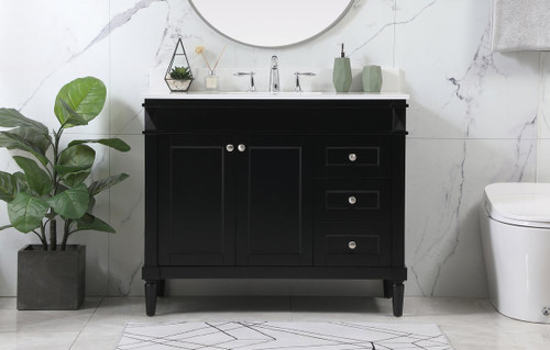 Elegant Decor VF31842BK-BS 42 inch single bathroom vanity in black with backsplash