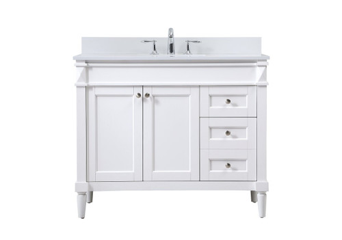 Elegant Decor VF31842WH-BS 42 inch single bathroom vanity in white with backsplash