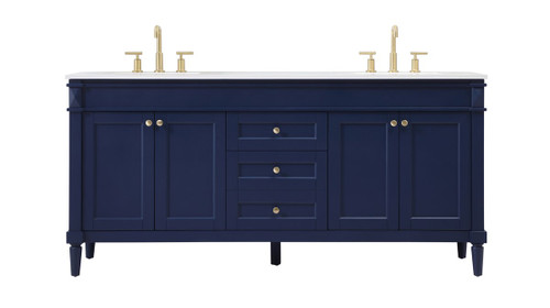 Elegant Decor VF31872DBL 72 inch double bathroom vanity in blue Elegant Decor VF31872DBL 72 inch double bathroom vanity in blue