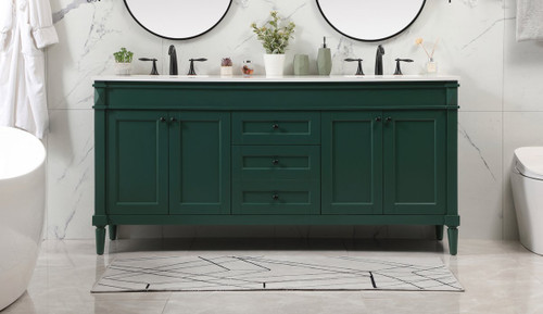 Elegant Decor VF31872DGN 72 inch double bathroom vanity in green Elegant Decor VF31872DGN 72 inch double bathroom vanity in green