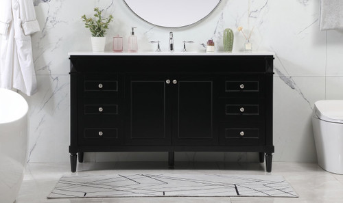 Elegant Decor VF31860BK 60 inch single bathroom vanity in black Elegant Decor VF31860BK 60 inch single bathroom vanity in black