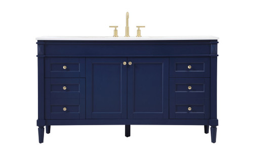 Elegant Decor VF31860BL 60 inch single bathroom vanity in blue Elegant Decor VF31860BL 60 inch single bathroom vanity in blue