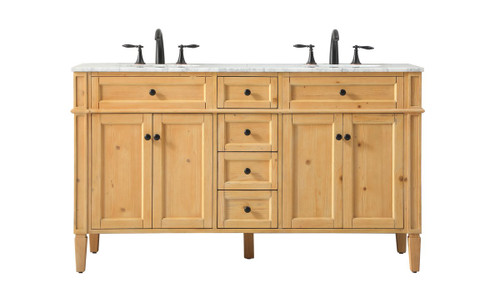 Elegant Decor VF12560DNW 60 inch double bathroom vanity in natural wood Elegant Decor VF12560DNW 60 inch double bathroom vanity in natural wood