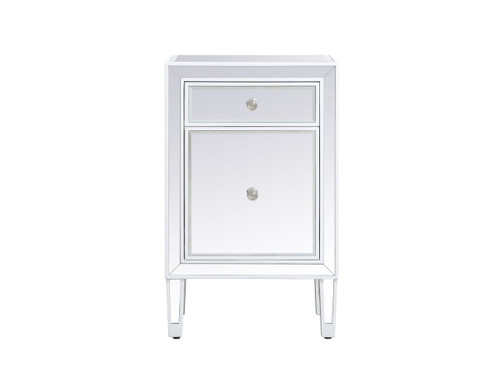 Elegant Decor MF72035WH 18 inch mirrored nightstand in white