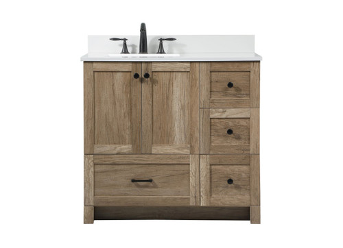 Elegant Decor VF2836NT-BS 36 inch single bathroom vanity in natural oak with backsplash