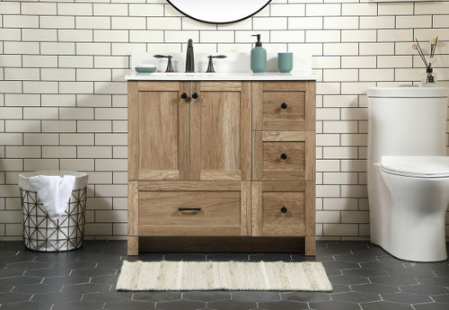 Elegant Decor VF2836NT-BS 36 inch single bathroom vanity in natural oak with backsplash
