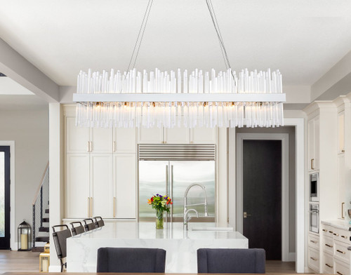 Elegant Lighting 3000G48C Dallas 48 inch rectangle crystal pendant in chrome