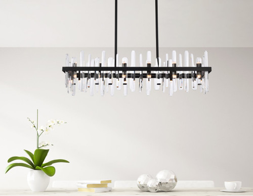 Elegant Lighting 2200G42BK Serena 42 inch crystal rectangle chandelier in black