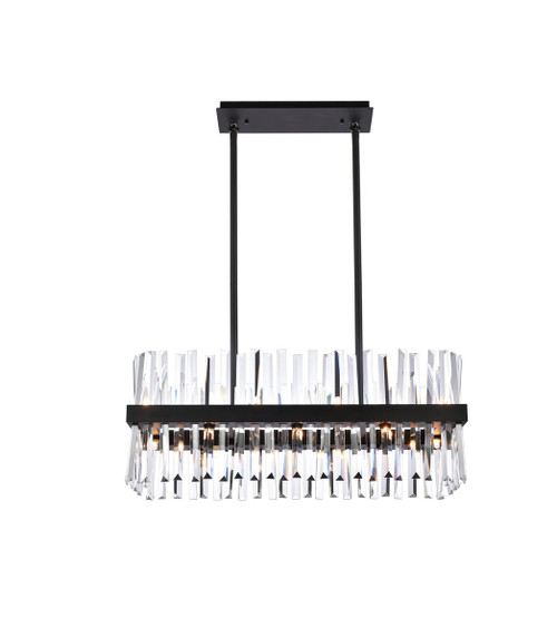 Elegant Lighting 6200G30BK Serephina 30 inch crystal rectangle chandelier light in black