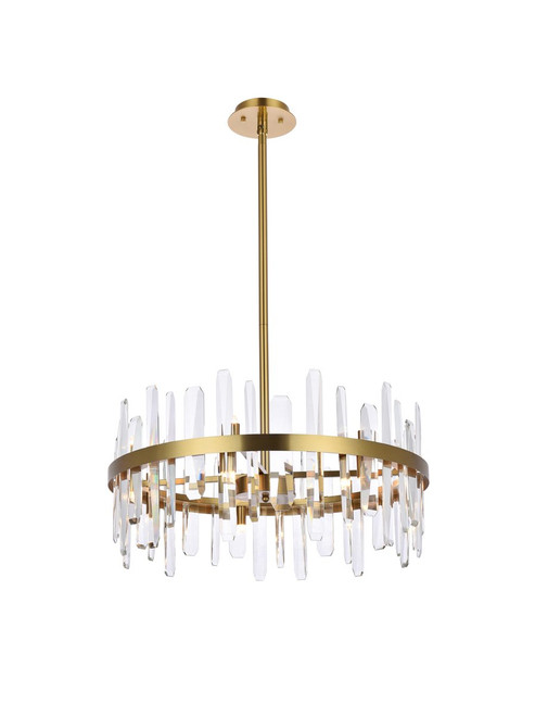 Elegant Lighting 2200D25SG Serena 25 inch crystal round pendant in satin gold Elegant Lighting 2200D25SG Serena 25 inch crystal round pendant in satin gold