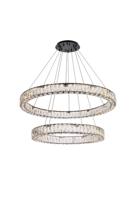 Elegant Lighting 3503G36BK Monroe 36 inch LED double ring chandelier in black Elegant Lighting 3503G36BK Monroe 36 inch LED double ring chandelier in black
