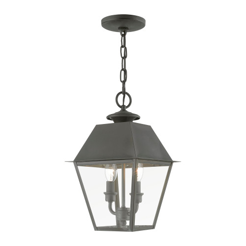 LIVEX LIGHTING 27217-61 2 Light Charcoal Outdoor Medium Pendant Lantern LIVEX LIGHTING 27217-61 2 Light Charcoal Outdoor Medium Pendant Lantern
