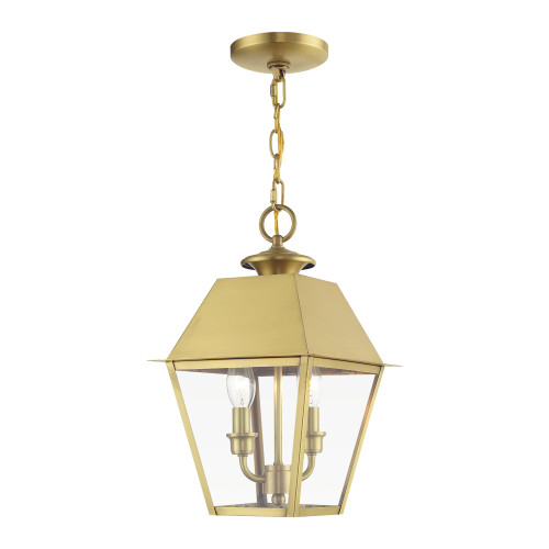 LIVEX LIGHTING 27217-08 2 Light Natural Brass Outdoor Medium Pendant Lantern LIVEX LIGHTING 27217-08 2 Light Natural Brass Outdoor Medium Pendant Lantern