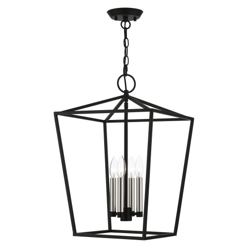 LIVEX LIGHTING 49434-04 4 Light Black with Brushed Nickel Accents Chandelier