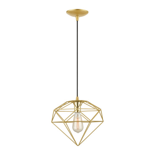 LIVEX LIGHTING 49152-33 1 Light Soft Gold with Polished Brass Accents Pendant LIVEX LIGHTING 49152-33 1 Light Soft Gold with Polished Brass Accents Pendant