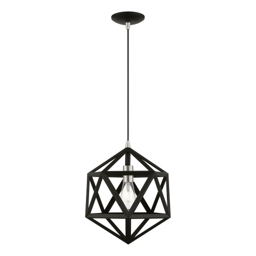 LIVEX LIGHTING 41328-04 1 Light Black with Brushed Nickel Accents Pendant