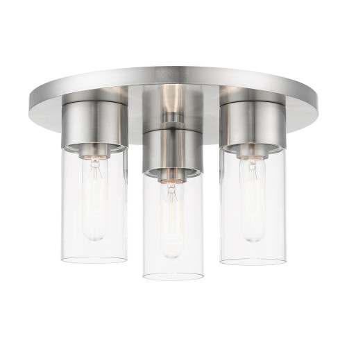 LIVEX LIGHTING 48762-91 3 Light Brushed Nickel Flush Mount