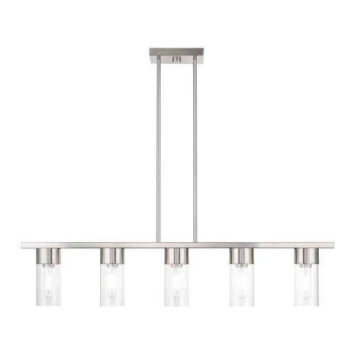 LIVEX LIGHTING 48765-91 5 Light Brushed Nickel Linear Chandelier