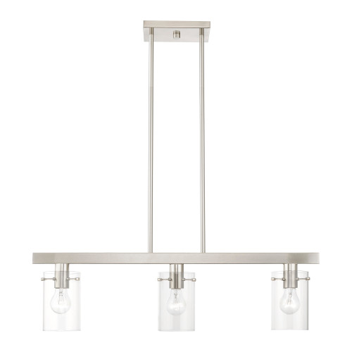 LIVEX LIGHTING 46153-91 3 Light Brushed Nickel Linear Chandelier LIVEX LIGHTING 46153-91 3 Light Brushed Nickel Linear Chandelier