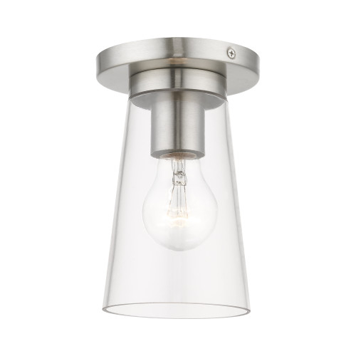 LIVEX LIGHTING 46711-91 1 Light Brushed Nickel Small Flush Mount