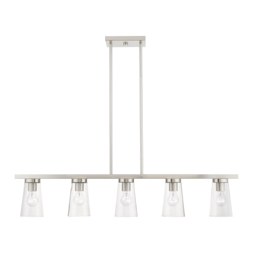LIVEX LIGHTING 46715-91 5 Light Brushed Nickel Linear Chandelier LIVEX LIGHTING 46715-91 5 Light Brushed Nickel Linear Chandelier