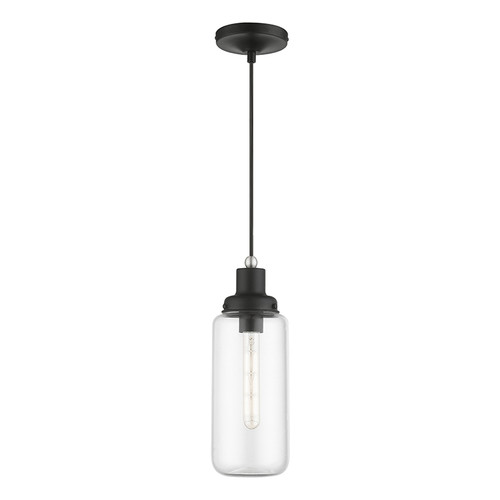 LIVEX LIGHTING 40614-04 1 Light Black with Brushed Nickel Accent Mini Pendant