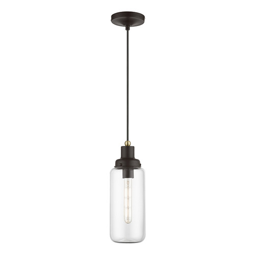 LIVEX LIGHTING 40614-07 1 Light Bronze with Antique Brass Accent Mini Pendant
